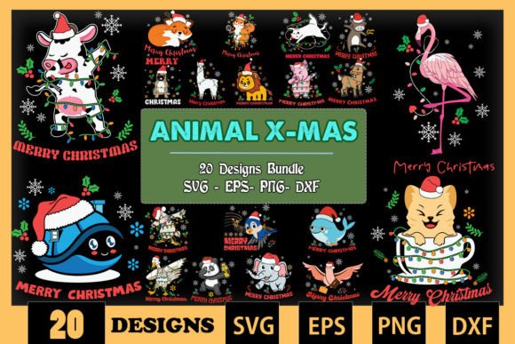 ANIMAL Christmas Bundle SVG 20 Designs: Graphics for Crafts & Branding