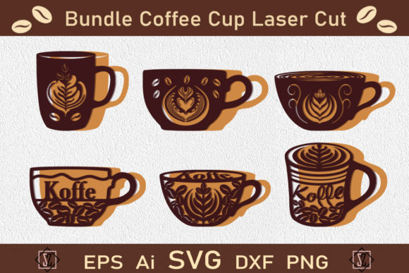 Bundle Coffee Cup Laser Cut SVG: Graphics for Crafts