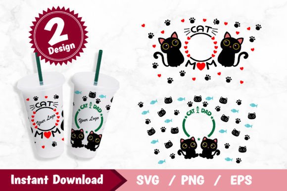 Cat Mom Cat Dad Full Wrap Graphics & Print Templates
