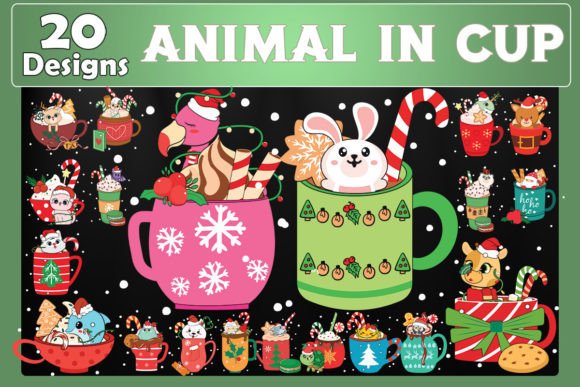 Christmas Cup Cute Animals SVG Bundle