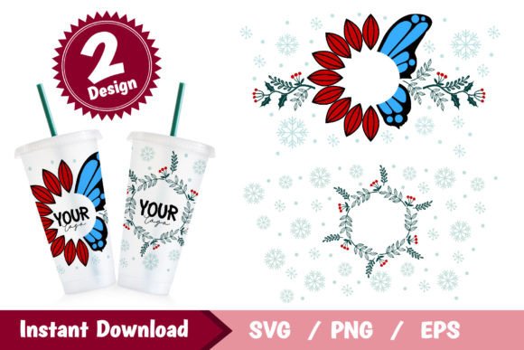 Christmas Full Wrap Venti Cold Cup 24 Oz Graphics