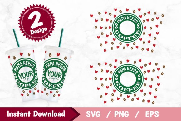 Coffee Full Wrap Venti Cold Cup 24oz Graphics