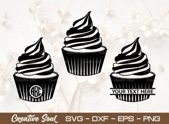 Cup Cake Monogram SVG Cut File: Graphics & Illustrations