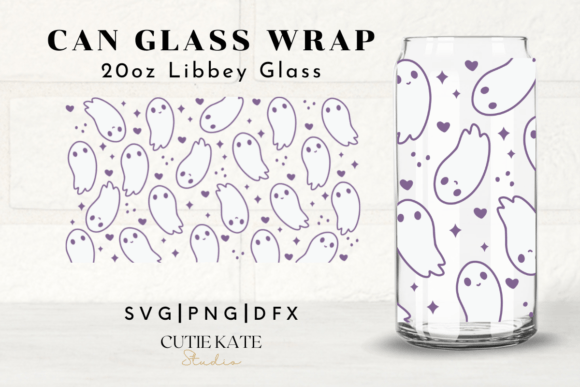 Cute Ghost Beer Can Glass 20oz Graphics & Print Templates