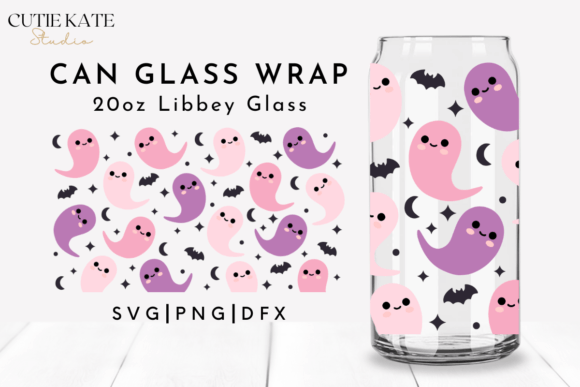 Cute Ghost Halloween SVG Wrap 20oz: Graphics & Print Templates