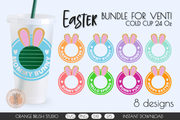 Easter Bunny Decals Border Venti Cup: Graphics for Crafts
