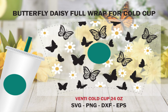 Flower Butterfly Cold Cup Graphics