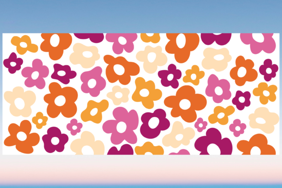 Groovy Flowers Libbey Can Glass Wrap SVG: Graphics & Print Templates