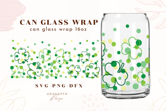 Lucky Clover, St Patrick's Day Can Glass