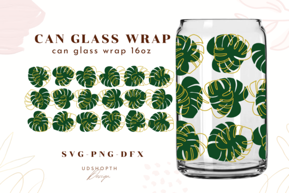 Monstera Leaves Libbey Glass Can Wrap: Graphics for Crafts