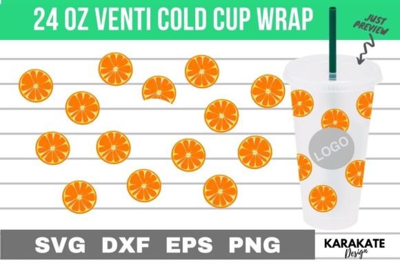 Orange Venti Cup Hole Wrap SVG for Crafts & Graphics