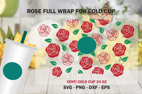 Rose Full Wrap Venti Cold Cup 24 Oz Graphics