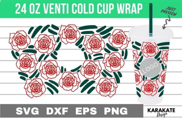Rose Line Venti Cup Wrap: Graphics for Crafts & Local Branding