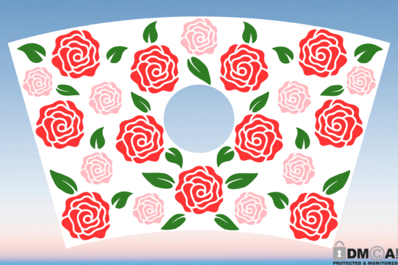 Roses Floral 24oz Venti Cup Wrap Graphics