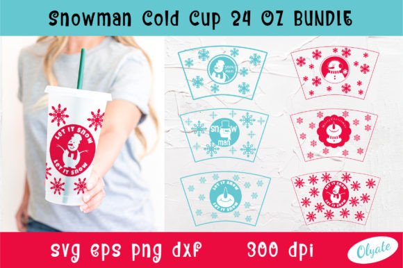 Snowman Cold Cup 24 OZ SVG: Graphics for Crafts