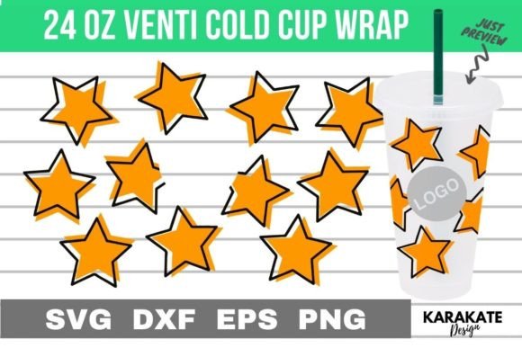 Star Line Venti Cup Wrap SVG for Crafts and Graphics