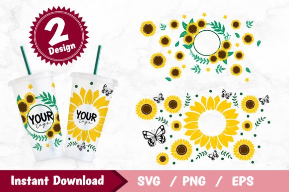 Sunflower Full Wrap Venti Cold Cup Graphics