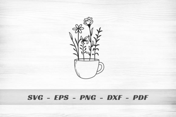 Tea Cup with Flowers SVG