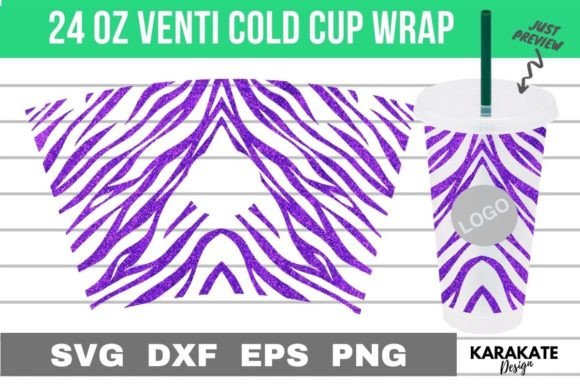 Tiger Print - 24oz Venti Cup Hole Wrap SVG