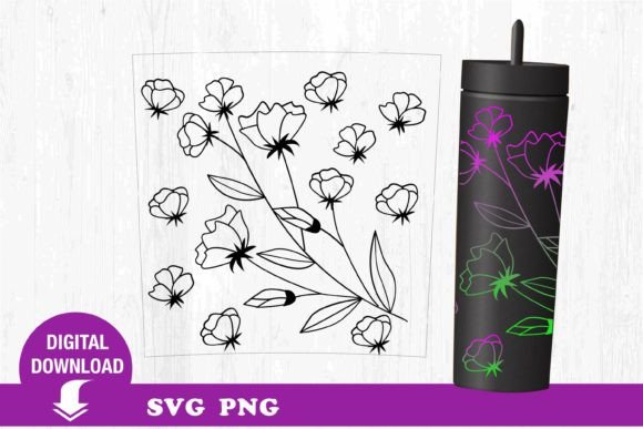 Tumbler Flowers: Floral SVG Graphics for Print Templates