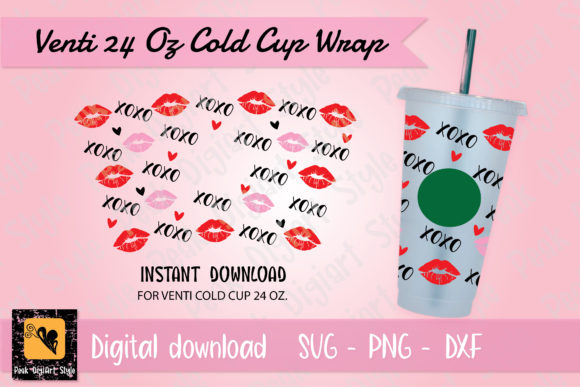 XOXO Lipes No Hole Venti 24 Cold Cup Graphics